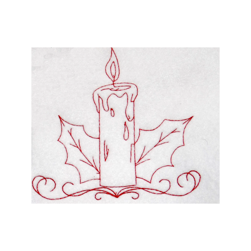 Christmas Candle (Redwork)