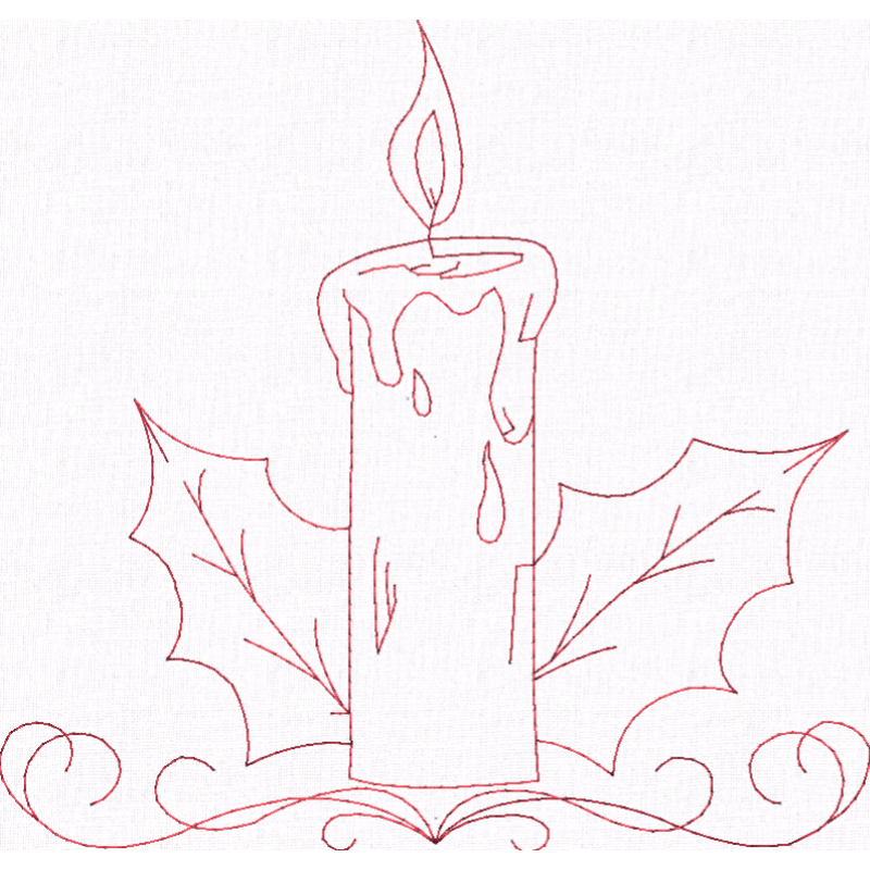 Christmas Candle (Redwork)