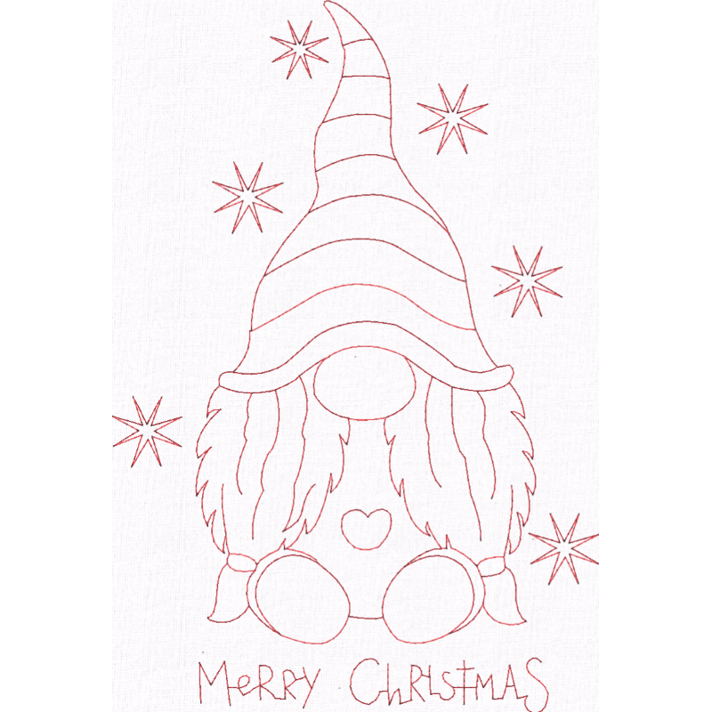 Merry Christmas Gnome (Redwork)