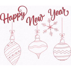 Happy New Year Ornament (Redwork)