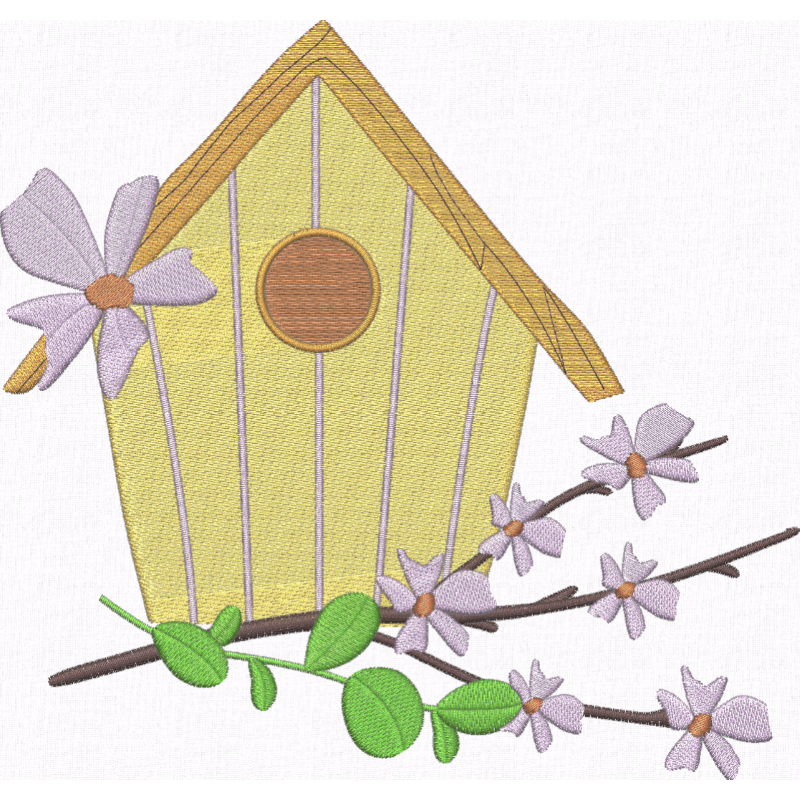 Charming Birdhouse and Blooms